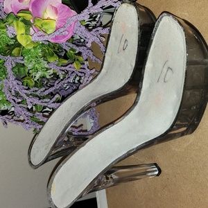 High heel platform clear shoe form only size 10